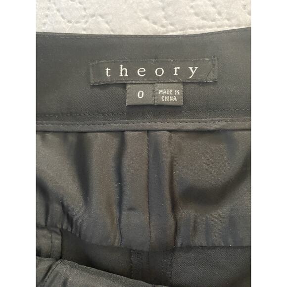 Theory Sz 0 Auriol Sailor Button Pockets Silk Trim Black Flare Wool Dress Pants - Picture 6 of 12